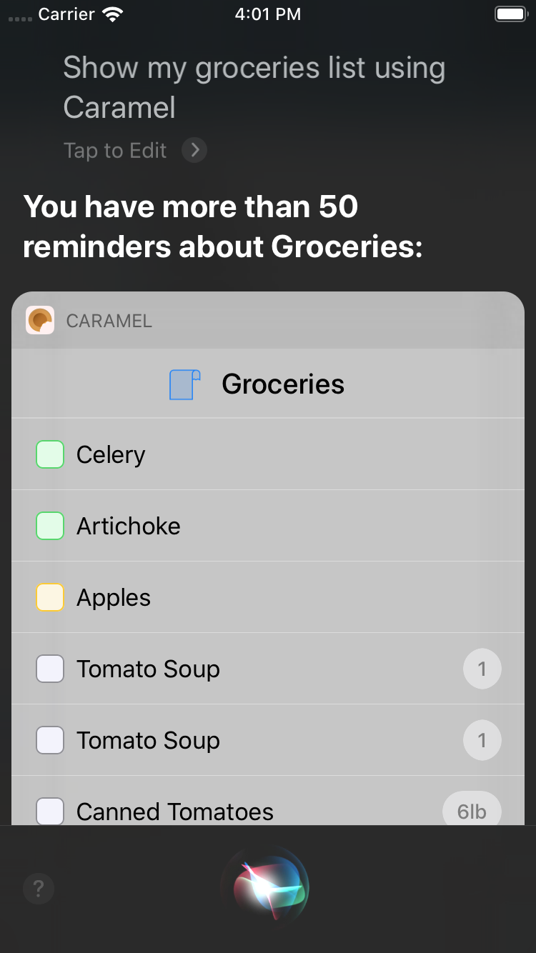 Use Siri to preview Lists